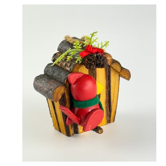 Avon Log Cabin Cutie Cardinal Ornament Vintage 1990s Christmas Tree Decor Box - Picture 5 of 10